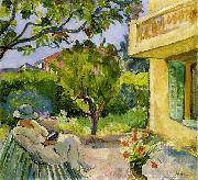 Madame Lebasque Reading in the Garden Lebasque, Henri